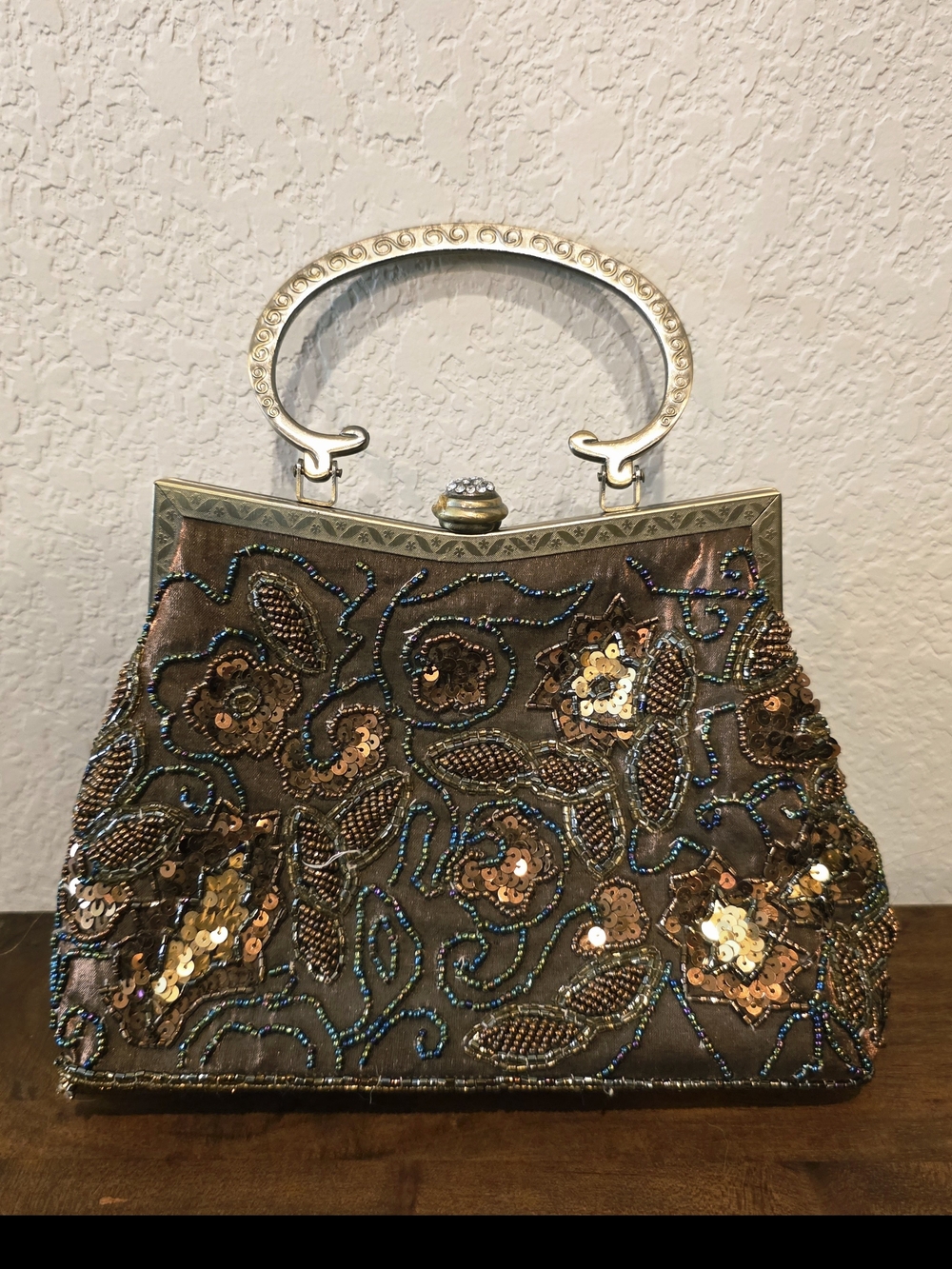 Beaded Floral Evening Handbag Or Clutch